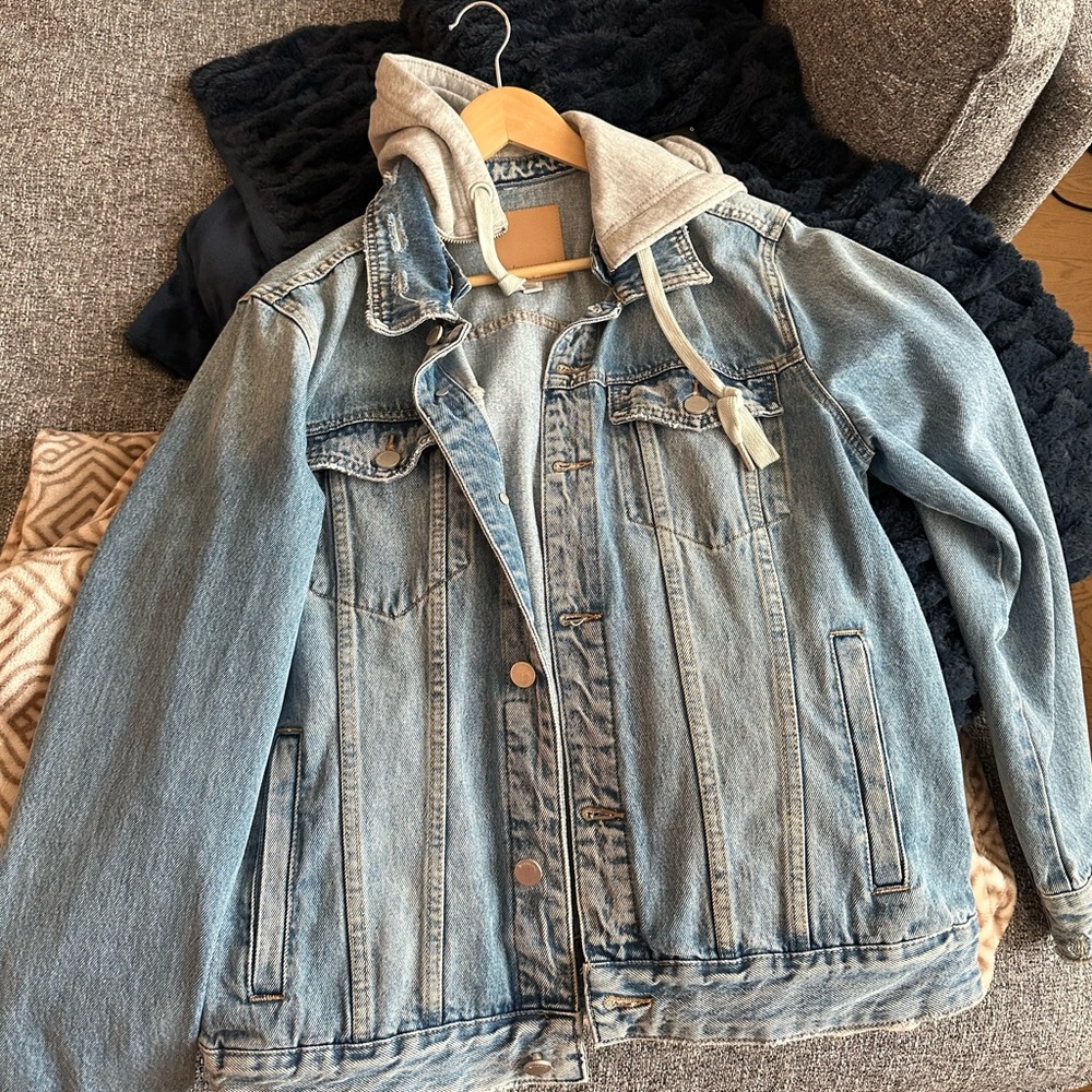 Blank NYC Jean Jacket With Zip Hoodie
